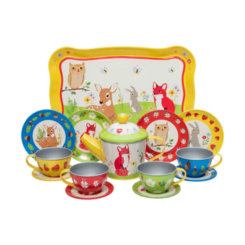 FOREST FRIENDS TEA TIME 15 PIECE TIN TEA SET
